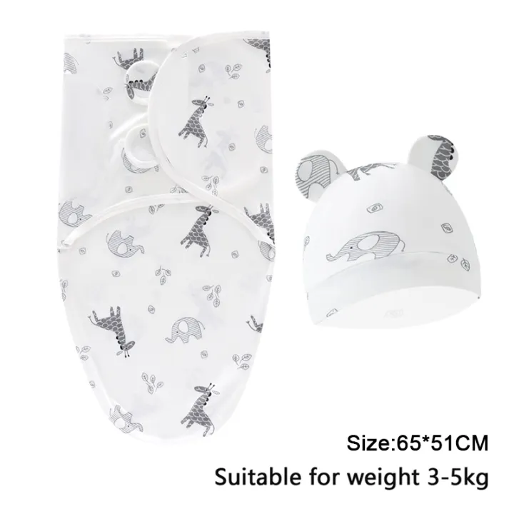 Baby%20Blanket%20Hat%20Set%20Cartoon%20Printed%20Cotton%20Newborn%20Swaddle%20Adjustable%20Infant%20Sleeping%20Swaddle%20Wraps%20All%20Seasons%200-6%20Months%20-%20Image%206