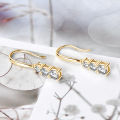 IOGOU Original 925 Sterling Silver 1.80CTTW D Color Moissanite Drop Hook Earrings for Women 3-Stone Dangel Earring Wedding Hoops. 