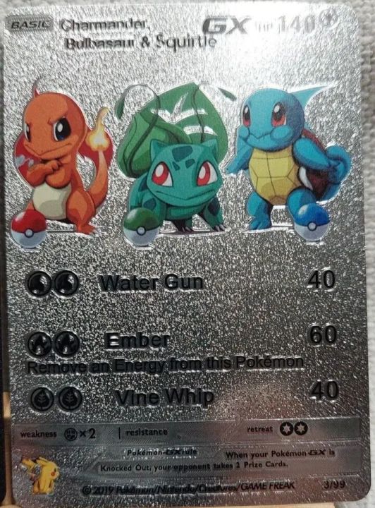 Charmander bulbasaur Squirtle GX 3/99 SILVER FOIL FANART CARDS | Daraz.pk
