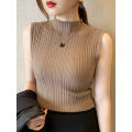 2024 Summer Turtleneck Ribbed Tank Tops Women Camisole Sleeveless Slim Female Stripe Croped Vest Casual Solid Camis Top. 