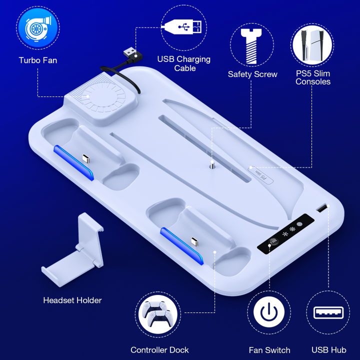 DinoFire%20S4000%20For%20PS5%20Slim%20Disc/Digital%20Fast%20gamepad%20Charging%20Cooling%20Stand%20Vertical%20Cooling%20Station%20For%20PS5%20-%20Image%204
