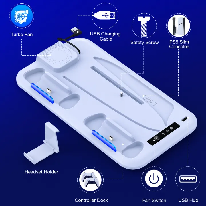DinoFire%20S4000%20For%20PS5%20Slim%20Disc/Digital%20Fast%20gamepad%20Charging%20Cooling%20Stand%20Vertical%20Cooling%20Station%20For%20PS5%20-%20Image%204