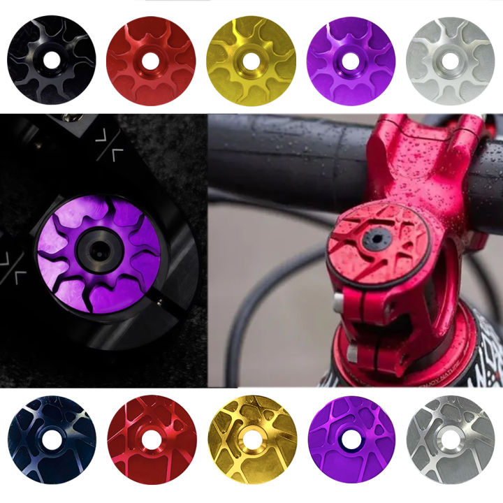 Bike Headset Cap Aluminum 7075 Head-cap Headset Acessories Extra Light CNC Machined Top and Titanium Bolt Stem Cap Bicycle Part