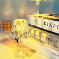 REEMEER Crystal Table Lamp Control Rose Crystal Lamp, Rechargeable Crystal Diamond Table Lamp, Touch Led Table Light Lamp With Rechargeable.