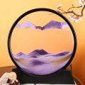 3D Moving Sand Art Picture 12 Inch Round Glass Ocean Sandscape Hourglass Quicksand Craft Flowing Sand Painting Home Decor. 