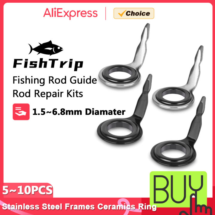 FishTrip 5-10pcs Single Foot Fishing Rod Guides Repair Kit Micro Guides for Light-spinning, Casting and Fly Rod 0.076g~0.77g