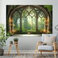 1 piece of Gothic forest, Gothic cathedral window polyester fiber photography background, decorative banner. 