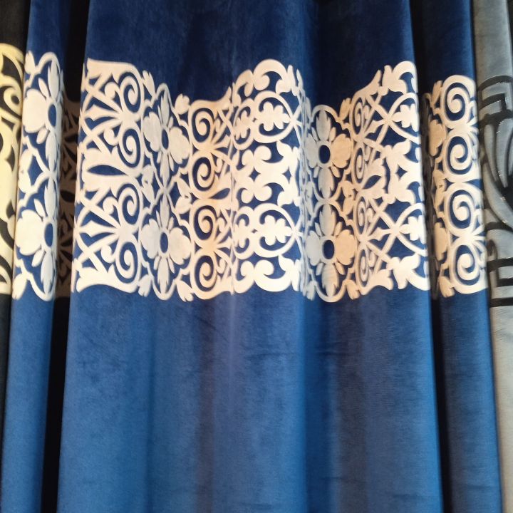 Luxurious Velvet Curtain with Border Appliqué | Opulent Velvet Curtain: Elegance Redefined with Stunning Border Appliqué