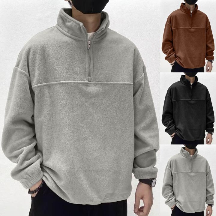 Winter Warm Polar Fleece Half Zipped Sweatshirt For Men's.