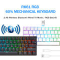 RK Royal Kludge RK61 2.4G Wireless Bluetooth Mechanical Keyboard Tri-mode 61 Keys RGB Backlit Mini Hot-swappable Gamer Keyboard. 