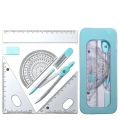 Blue Compass Ruler 7 Pieces Learning Tools Math Drawing Set for Students. 