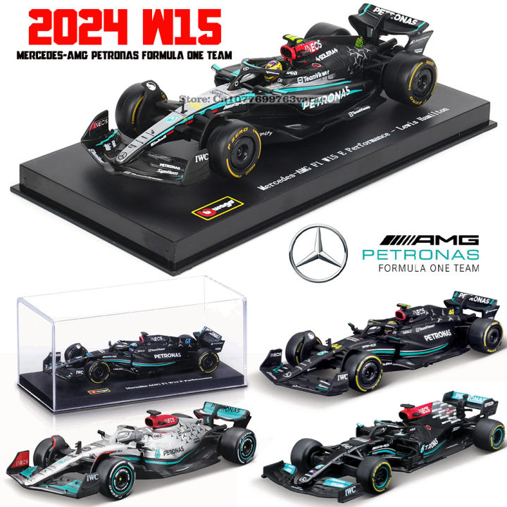 Bburago 1:43 Mercedes-AMG Petronas F1 Equipo W15 2024 # 44 Hamilton # 63 George Russell coche de aleación modelo fundido a presi