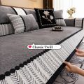 Contrast Hem Twill Chenille Sofa Cover for All Seasons Living Room Non-slip Sofa Seat Cover Couch Slipcover, Sofa Towel. 