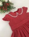 Baby collar with white lace red dot frock.