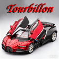 1:24 Tourbillon GTR S15 Model Sports Car Toys Alloy Diecast Sound Light Doors Opened Shock Absorption Ornament Supercar for Kids.