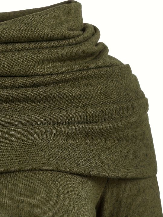European%20and%20American%20fashion%20women's%20temperament%20commuter%20pile%20collar%20solid%20color%20knitted%20dress%20-%20Image%205