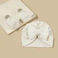 2Pcs Newborn Baby Bow Hat Socks Set Solid Color Cotton Infant Girls Turban Cap Anti-slip Socks. 