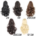 10Inch Synthetic Short Wavy Curly Ponytail Claw Clip in Hair Extension Brown Blonde Black Hairpiece for Women. 