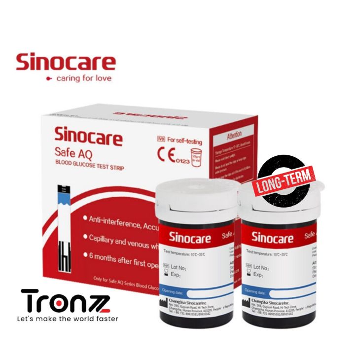 Sinocare Safe AQ 50 Pcs Test Strip with Long Expiry Time Smart Blood Glucose / Sugar Test Strip Diabetes Test Strip for Blood Glucose Monitoring System by TRONZZ.com