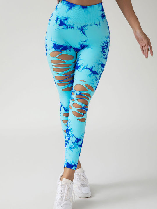 Women's%20Fashion%20Seamless%20Tie%20Dye%20SkinnyYoga%20Pants%20New%20Casual%20Hollow%20out%20High%20Waist%20Scrunch%20butt%20Hip%20Sports%20Fitness%20Leggings%20-%20Image%204
