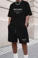 2026 New Summer Men's Letter Printed Comfortable and Breathable Round Neck T-shirt and Shorts Set Solid Color Colo Sportswear. 