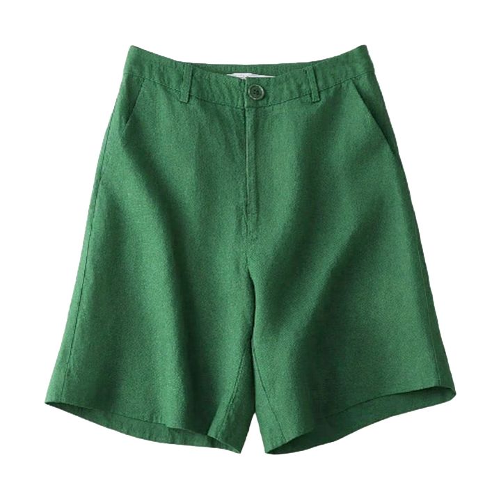 Summer%20New%20High%20Waist%20Shorts%20For%20Women%20Cotton%20Linen%20Casual%20Loose%20Wide%20Leg%20Solid%20Shorts%20Female%20Short%20Pants%20Y2k%20Booty%20Shorts%20-%20Image%204