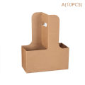 10pcs Portable Flower Gift Bag Kraft Paper Holder Coffee Flower Cake Dessert Packaging Box Photo Favor Drink Carrier With Handle.
