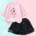 Fashion Summer Girls Outfits Pretty Ballet Dance Girl T-shirt and Tutu Skirt Set for Princess Clothes Suit Children Clothing.
