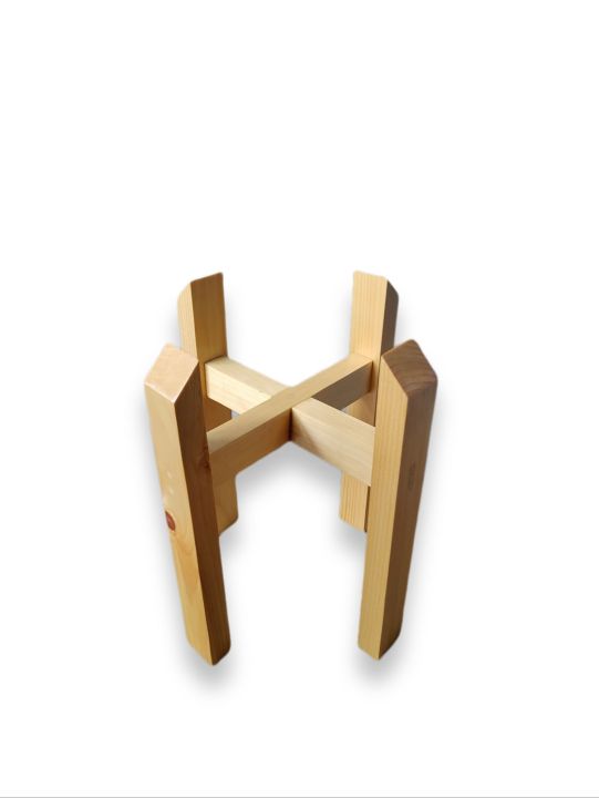 Single Stand Pine Wood Plant Stand Flower Shelf