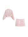 Women Fashion With Zip Cropped Sweatshirt And Mid Waist Back Zipper Mini Skirt Female Two Piece Sets Mujer.