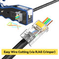 Denswire RJ45 Modular Plug Pass-Thru CAT6 Connector UTP/STP Optional 15μ Gold Plated for Ethernet Cable End 23-26 AWG Cable.