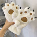 Women Gloves Bear Palm Paw Animals Plushclaw Glove Paws Costumes Cosplay Cute Cartoon Bear Simulation Furry Mittens Winter Warm. 
