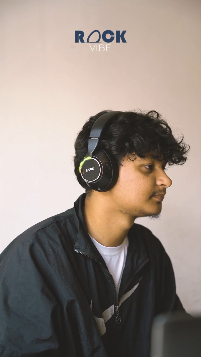 Rock Vibe Wireless Headphone With Mic l Active Noise Cancelling Black Headphones | Bluetooth 5.3 l 50hrs Good Battery Life