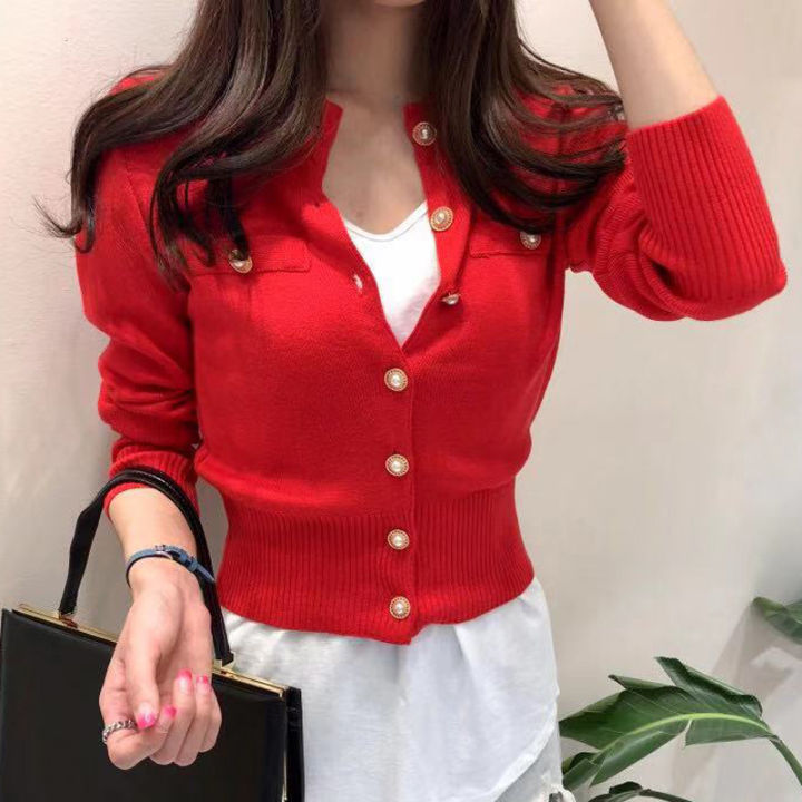 2026%20Autumn%20Long%20Sleeve%20Fashion%20Women%20Cardigans%20Sweater%20Knitted%20Coat%20Short%20Casual%20Single%20Breasted%20Korean%20Slim%20Chic%20Ladies%20Tops%20-%20Image%204