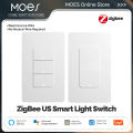MOES Tuya ZigBee Smart Light Switch US Push Button Wall Switch Work With Alexa Google Home Neutral Wire/No Neutral Wire Required. 