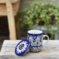 Mug|Mug with Lid|Handmade And Handpainted|Multani Blue Pottery|Coffee Mug. 