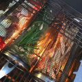 BBQ Basket Stainless Steel Rolling Grilling Basket Wire Mesh Cylinder Grill Basket Portable Round Outdoor Camping Barbecue Rack. 