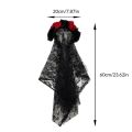 1PCS Black Veil Halloween Rose Flower Headband Costume Cosplay Wedding Mexican Rose Flower Crown Headband Day of The Dead Party. 