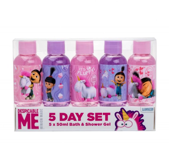 (K). Despicable Me 5-Day Shower Gel and Bubble Bath Set