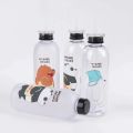 Panda Transparent Water Bottles With Straw Frosted Protein Shaker Kawaii Large Capacity Drinking Utensils 1L.