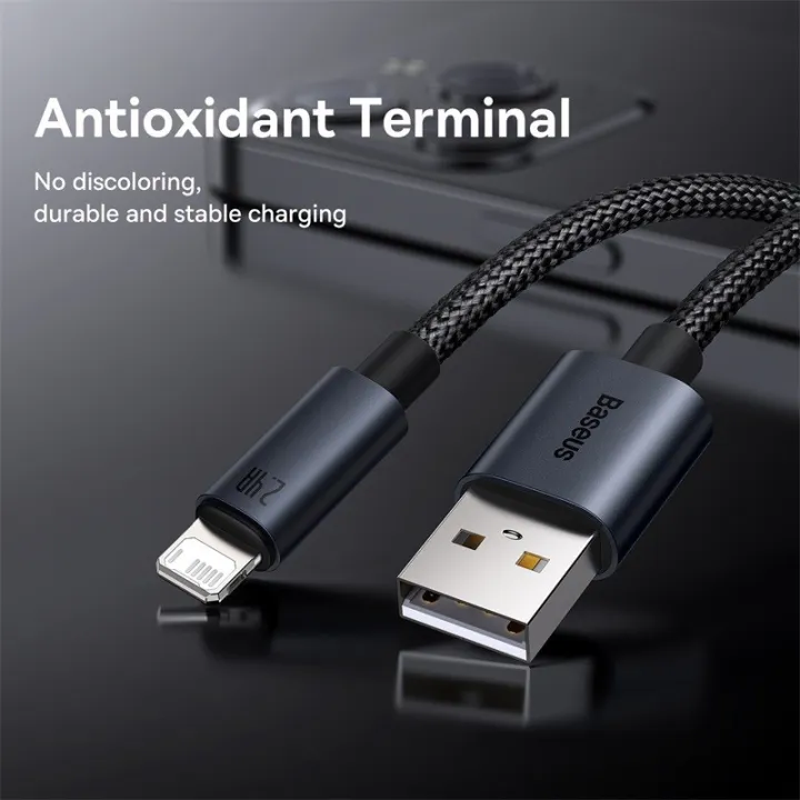 Baseus%202.4A%20USB%20Cable%20for%20iPhone%2013%2012%2011%20Pro%20Max%208%20X%20Fast%20Charge%20for%20iPhone%20Cable%20USB%20Data%20Sync%20Cable%20Phone%20Charger%20Wire%20Cord%20-%20Image%205