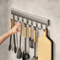 Kitchen Storage Rack Aluminum Alloy Hook Rack Wall Mounted Kitchen Utensil Storage Rack Bathroom Robe Towel Hanger. 
