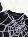 New Popular Autumn and Winter Spider Web Jacquard Pattern Pullover Sweater Casual Round Neck Knitted Men's Pullover. 