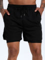 2-in-1 Men's Performance Running Shorts - Moisture-Wicking, Compression Support With Secure Zipper Pocket For Gym & Training.