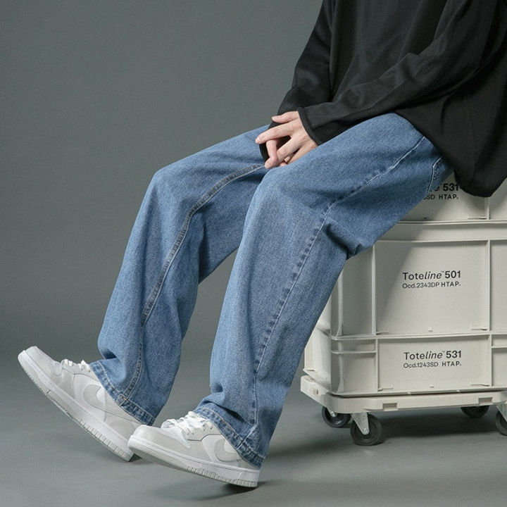 Korean%20Men's%20Casual%20Hip%20Hop%20Long%20Baggy%20Jeans%20Classic%20Man%20Straight%20Wide%20Leg%20Denim%20Pants%20Light%20Blue%20Grey%20Black%20Streetwear%20Trousers%20-%20Image%202