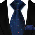 New Design Green Brown Red Necktie Set Polyester Pocket Square Tie Set Classic Polka Dot Tie For Men Daily Wear Shirt Accessor. 