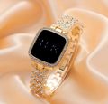 Luxury Watch Full Diamond Touch Screen LED Watch Steel Chain with Diamonds Ladies Watches For Female Women Girl. 