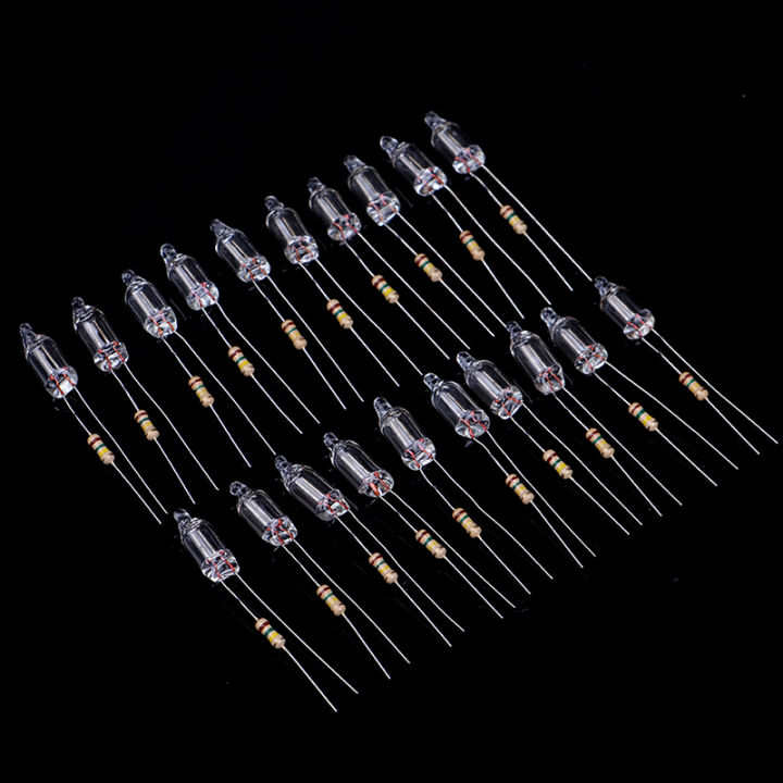 20pcs Neon Indicator Lamps With Resistance Connected To 220V 6*16 mm Neon Glow Lamp Mains Indicator