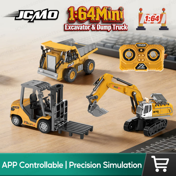 JCMO 1:64 Scale Remote Control Mini Excavator Dump Truck Full-Scale Model Engineering Vehicle Toy For Kids And Collectors New