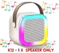 K12 Wireless Mic With Speaker - Single / Double RGB 7 Colour Dancing Light Karaoke Mic With Portable Bluetooth Microphone For Recording With Speaker Bluetooth wireless speaker and microphone 3 in 1 USB/AUX/SD Card Slot Karaoke Handheld Microphone. 